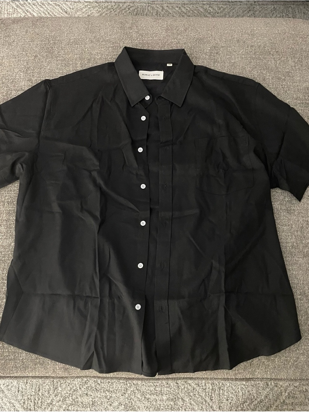 Theory Black Short-Sleeve Button-Down Shirt